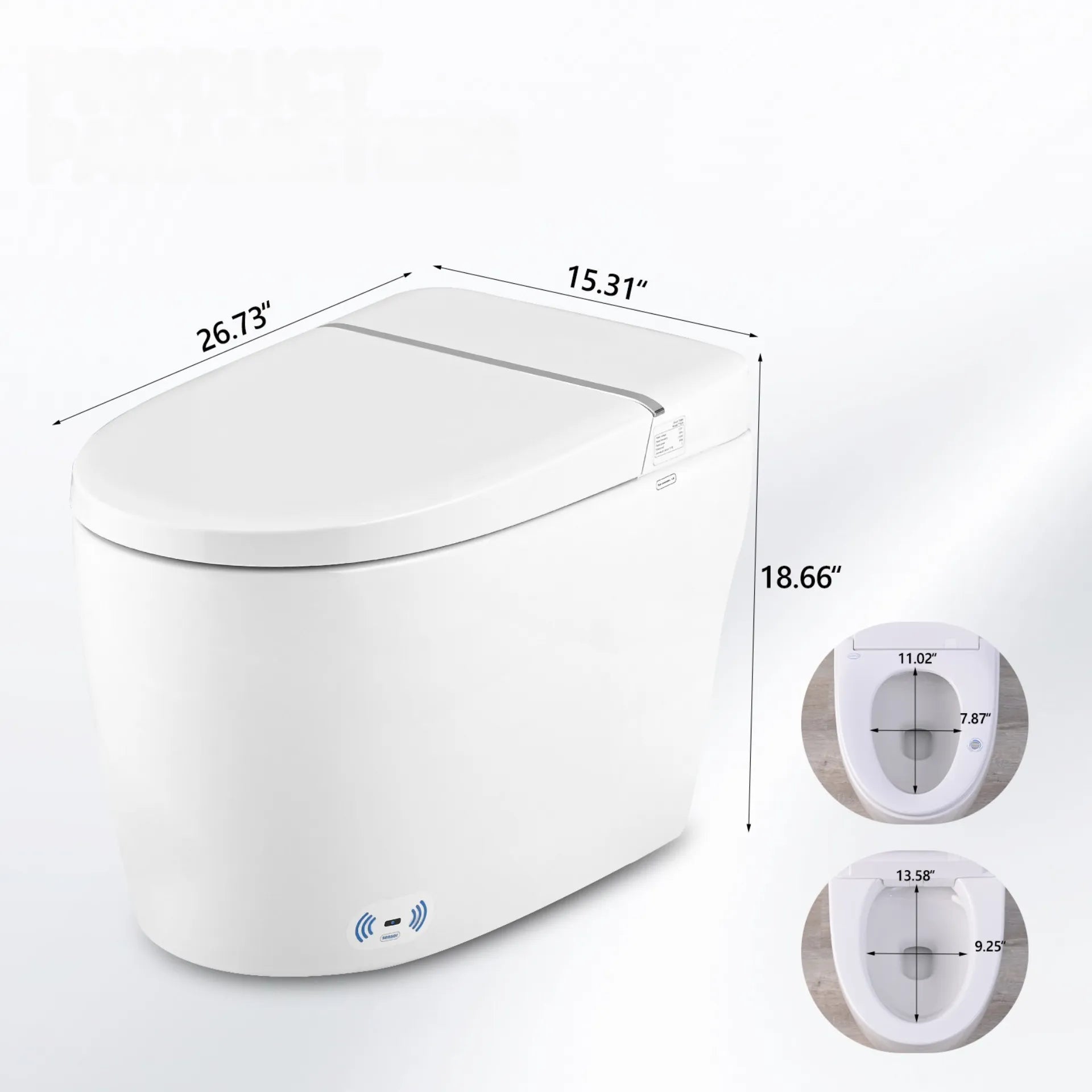 Dimensions of LUXOVA Smart Bidet Toilet.
