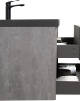 24"-47" Floating Dark Grey Corner Vanity with Matte Black Sink - 2 Soft Close Drawers