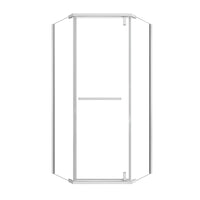 Velora Series 36 x 72 semi-framed pivot shower enclosure in matte white finish with tempered glass and stainless steel frame | Ace Decor