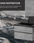24"-47" Floating Dark Grey Corner Vanity with Matte Black Sink - 2 Soft Close Drawers