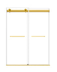 48" x 74" Brushed Gold Frameless Double Sliding Shower Door with Soft-Close - Leak-Proof, Easy-Clean