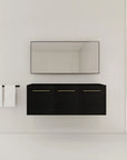 47" vanity cabinet without sink floating design with black chestnut finish and minimalist bathroom installation | Ace Decor