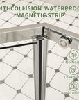 36" x 36" x 72" semi-frameless corner shower enclosure with anti-collision waterproof magnetic strip, frameless corner shower enclosures detail | Ace Decor