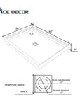 48" x 36" Non-Slip White One Piece Shower Base - Center Drain, Ready for Tile & Easy Fit