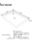 Alcova Series 48" x 36" Non-Slip White One Piece Shower Base - Center Drain, Ready for Tile & Easy Fit