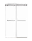 48 in brushed nickel sliding shower door with double towel bars, frameless modern design, and 48 x 76 inch dimensions | Ace Decor