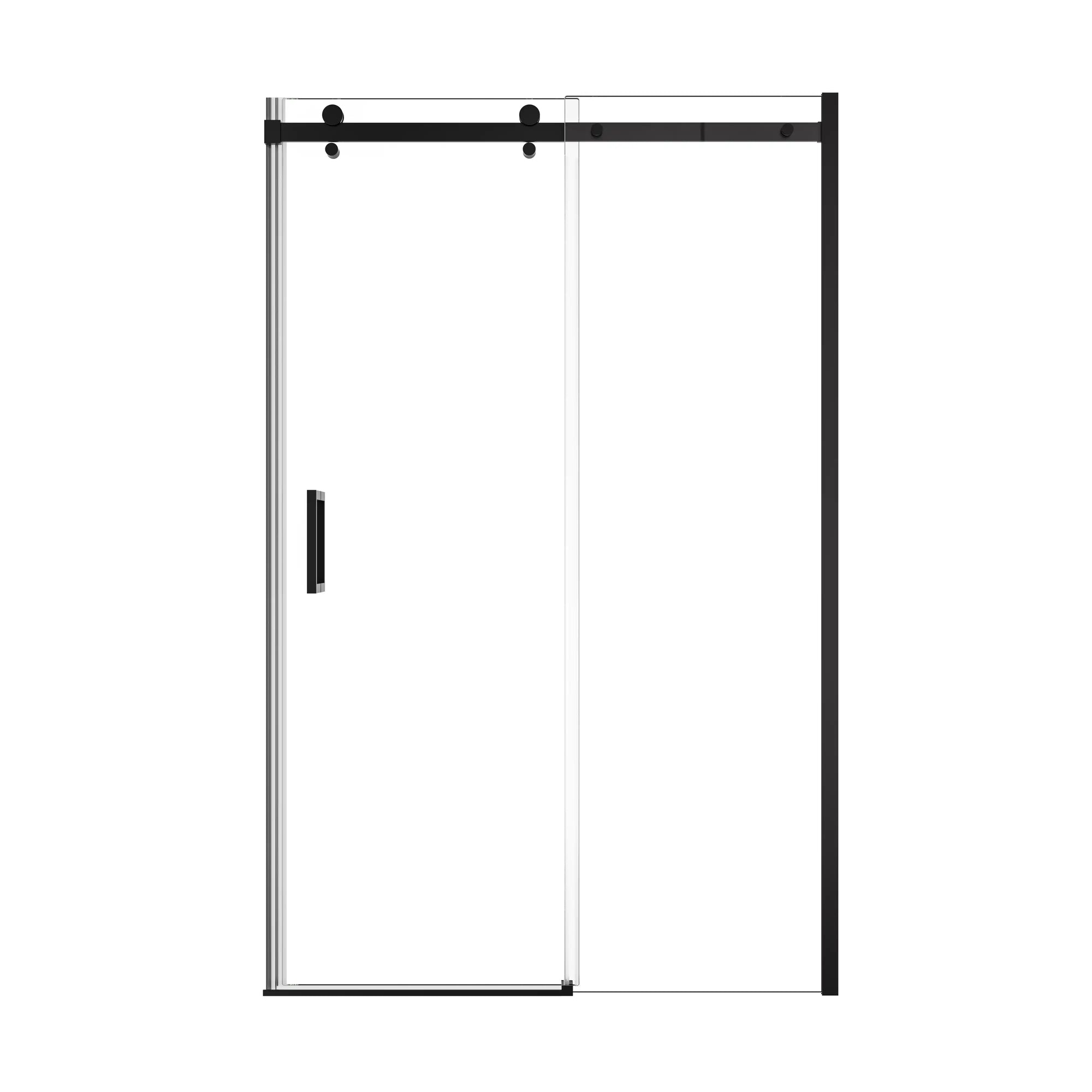 Frameless sliding shower screen, 48 x 74 inches, with tempered glass and modern handle | Ace Decor