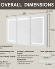 Overall dimensions of Pro Shower 48x30 Rectangular LED Medicine Cabinet.