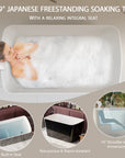 Nectar glossy black Japanese-style soaking tub with built-in seat for a spa-like bathing experience.