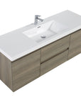 Top view of 59 inch vanity single sink with seamless integrated basin and modern ash grey floating vanity base | Ace Decor