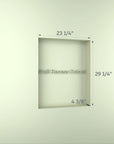 Cutout dimensions required for recessed installation of Pro Shower 24x30 LED Medicine Cabinet.