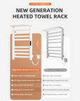 18" x 30" White Heated Towel Rack – 360° Heating, Energy Efficient, IPX5 Waterproof