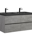 59"/71" Dark Grey Floating Bathroom Vanity with 2 Matte Black Quartz Sinks