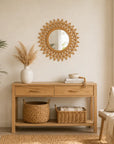 Natura Weave Collection – 24" Handwoven Bamboo Sunburst Bathroom Wall Mirror