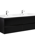 TerraLine Series 71" Black Wall-mounted Bathroom Vanity – Double Sinks & 4 Soft-Close Drawers