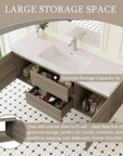 59 inch vanity single sink with large drawer and side cabinet storage, floating bathroom vanity | Ace Decor