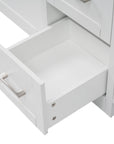 Open drawer detail of a freestanding bathroom vanity, showing sturdy construction and practical storage space | Ace Decor