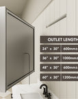 Outlet cord length specification of Pro Shower Rectangular LED Medicine Cabinet.