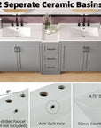 Elysian 84" Freestanding Bathroom Vanity with Double Sinks – Grey