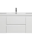 48 inch white floating bathroom vanity with integrated single sink and modern wall-mounted design | Ace Decor
