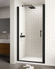 Zerra Series 34" W x 72" H Matte Black Semi-Frameless Pivot Shower Door