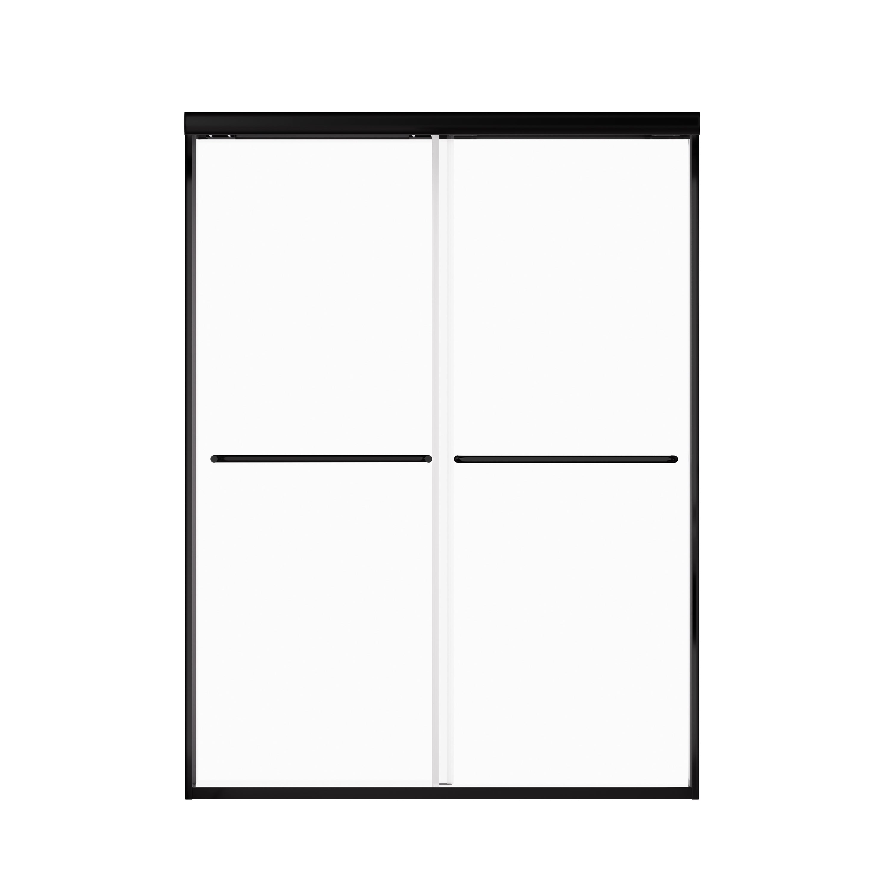 54 x 70 framed shower door with sleek black shower frame and modern minimalist design. | Ace Decor