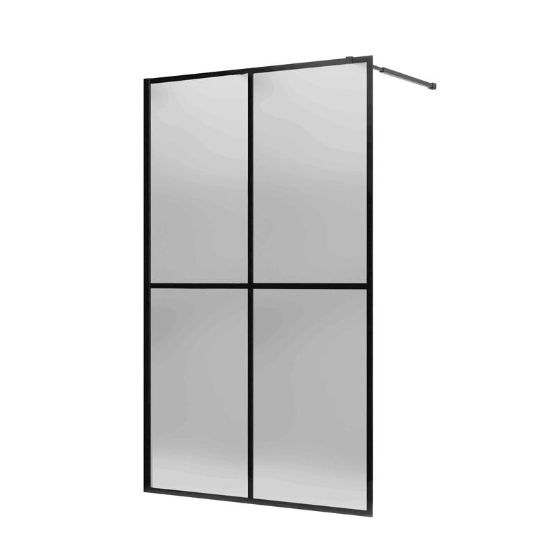 34" x 72" Matte Black Framed Shower Door Panel – Frosted Glass Privacy Screen for Walk-In Showers