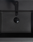 24"-47" Floating Dark Grey Corner Vanity with Matte Black Sink - 2 Soft Close Drawers