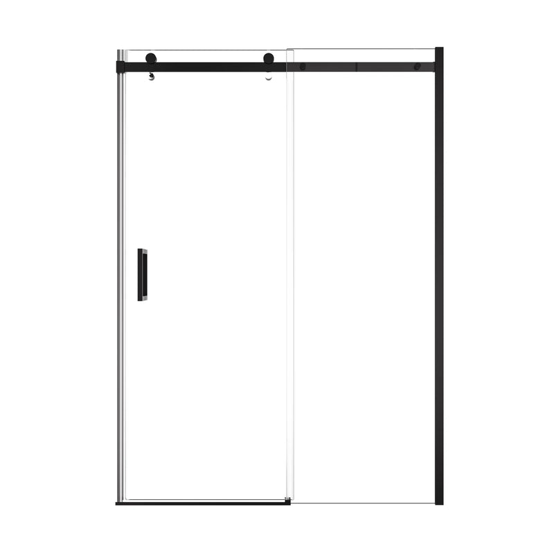 Lumora Series 60" x 74" Frameless Single Sliding Shower Door - Matte Black