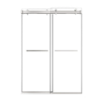 54 x 76 chrome 50-54 sliding shower doors with dual handles and frameless modern design for contemporary bathrooms | Ace Decor
