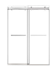54 x 76 brushed nickel sliding shower doors for small showers with frameless dual panel design and modern towel bars | Ace Decor