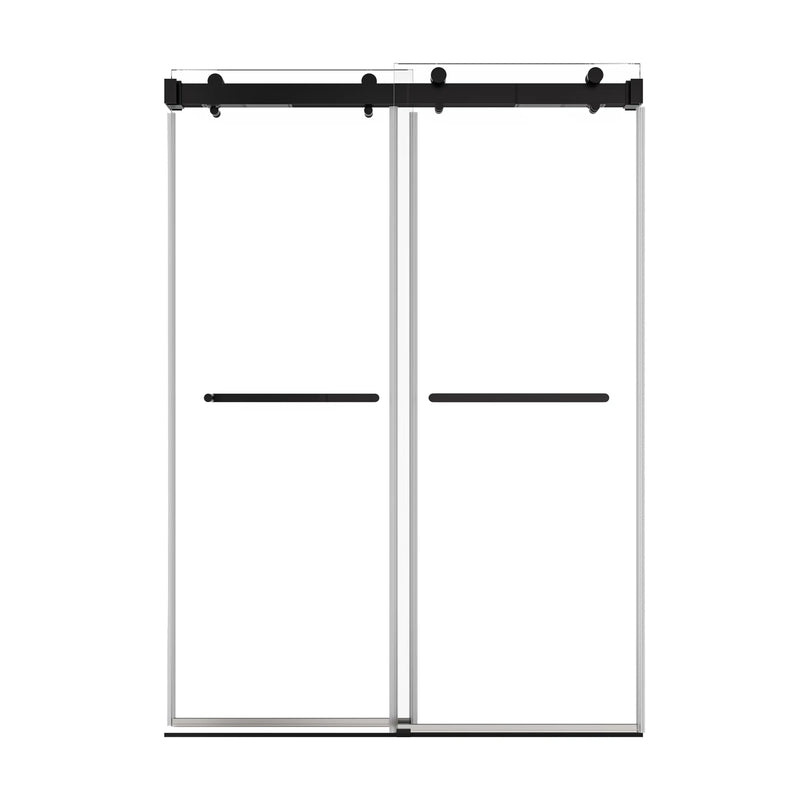 Verta Series 54" x 76" Double Sliding Frameless Shower Door with 10mm Tempered Glass - Matte Black