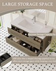 Oakmere Series 42" Ash Grey Bathroom Floating Vanity with Resin Sink & 2 Soft-Close Drawers