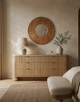 Eon Series 24" Round Rosewood Bathroom Decorative Wall Mirror
