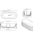 Dimensions diagram of the Nectar Series 67" Solid Surface Soaking Bathtub.