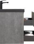 24"-47" Floating Dark Grey Corner Vanity with Matte Black Sink - 2 Soft Close Drawers