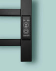 22 x 20 black heating towel racks with smart timer control for 2-hour and 4-hour settings | Ace Decor