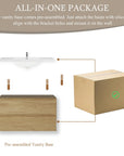 Oakmere Series 36" Natural Oak Bathroom Floating Vanity with Resin Sink & 2 Soft-Close Drawers
