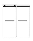 Vantelle-S Series 60" x 74" Frameless Double Sliding Shower Door with Soft-Close in Matte Black
