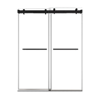60 x 76 dual sliding shower doors with matte black frame and handles, modern framed design for contemporary bathrooms | Ace Decor