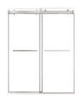 60 x 76 chrome double sliding frameless shower door with sleek modern design and dual towel bar handles | Ace Decor