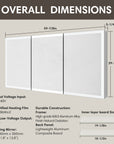 Overall dimensions of three-door medicine cabinet with size details