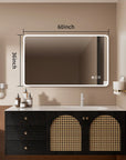 60"x36" Rectangular Framed Dimmable Anti-Fog LED Wall Bathroom Vanity Mirror