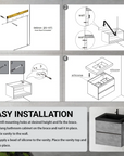 24"-47" Floating Dark Grey Corner Vanity with Matte Black Sink - 2 Soft Close Drawers