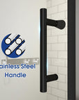 Zerra Series 34" W x 72" H Matte Black Semi-Frameless Pivot Shower Door