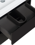 24-42 Inch Glossy Black Bathroom Floating Vanity with Resin Sink and 2 Soft-Close Drawers