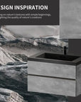 24"-47" Floating Dark Grey Corner Vanity with Matte Black Sink - 2 Soft Close Drawers