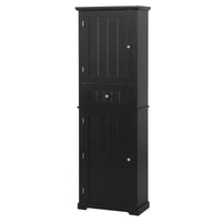 Norrin 67.3" Black Tall Narrow Bathroom Storage Cabinet with Drawer & Shelves