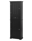 Norrin 67.3" Black Tall Narrow Bathroom Storage Cabinet with Drawer & Shelves