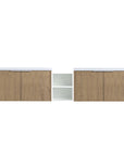 Monterey Series 84" Double Floating Bathroom Vanity in Imitative Oak with Side Cabinet and Integrated Sink